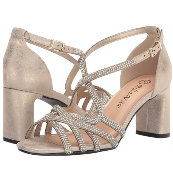 Bella Vita Alliette Dress Soft Gold Metallic Heeled Sandals Size 7.5W Evening - Picture 3 of 7